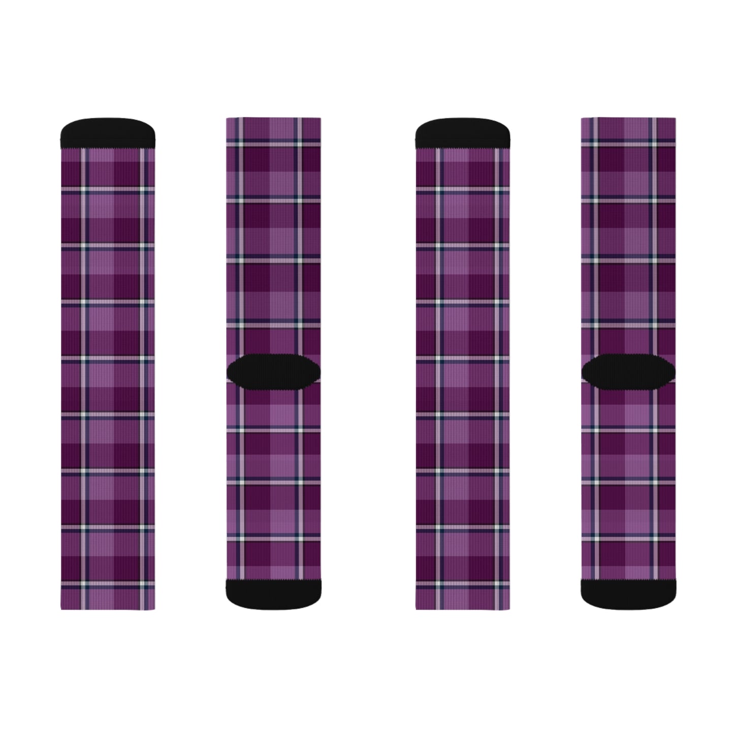 Cozy Plaid Sublimation Socks, Trendy Cotton Blend Footwear, Casual Everyday Wear - Celtic Scents