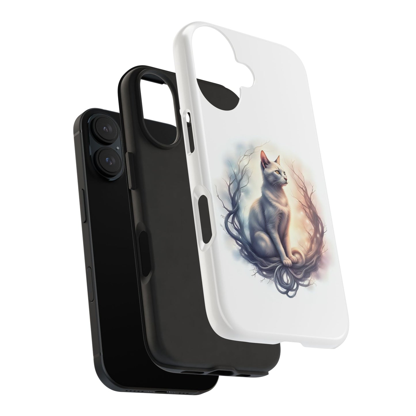Artistic Cat Phone Case, Tough Phone Cases, Pet Lover Gift, Cat Lover Accessory, Unique Phone Cover, Protector Case