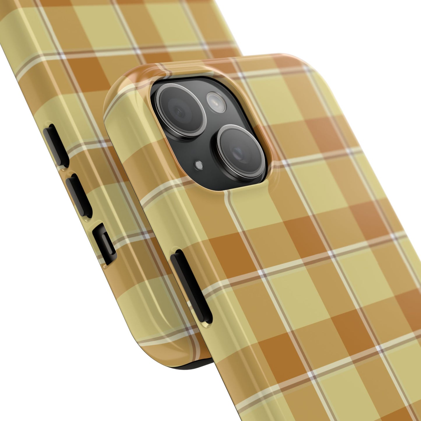 Stylish Autumn Plaid Tough Phone Cases, Trendy Phone Accessories, Durable Phone Protection, Yellow and Brown Plaid, Perfect Gift - Celtic Scents