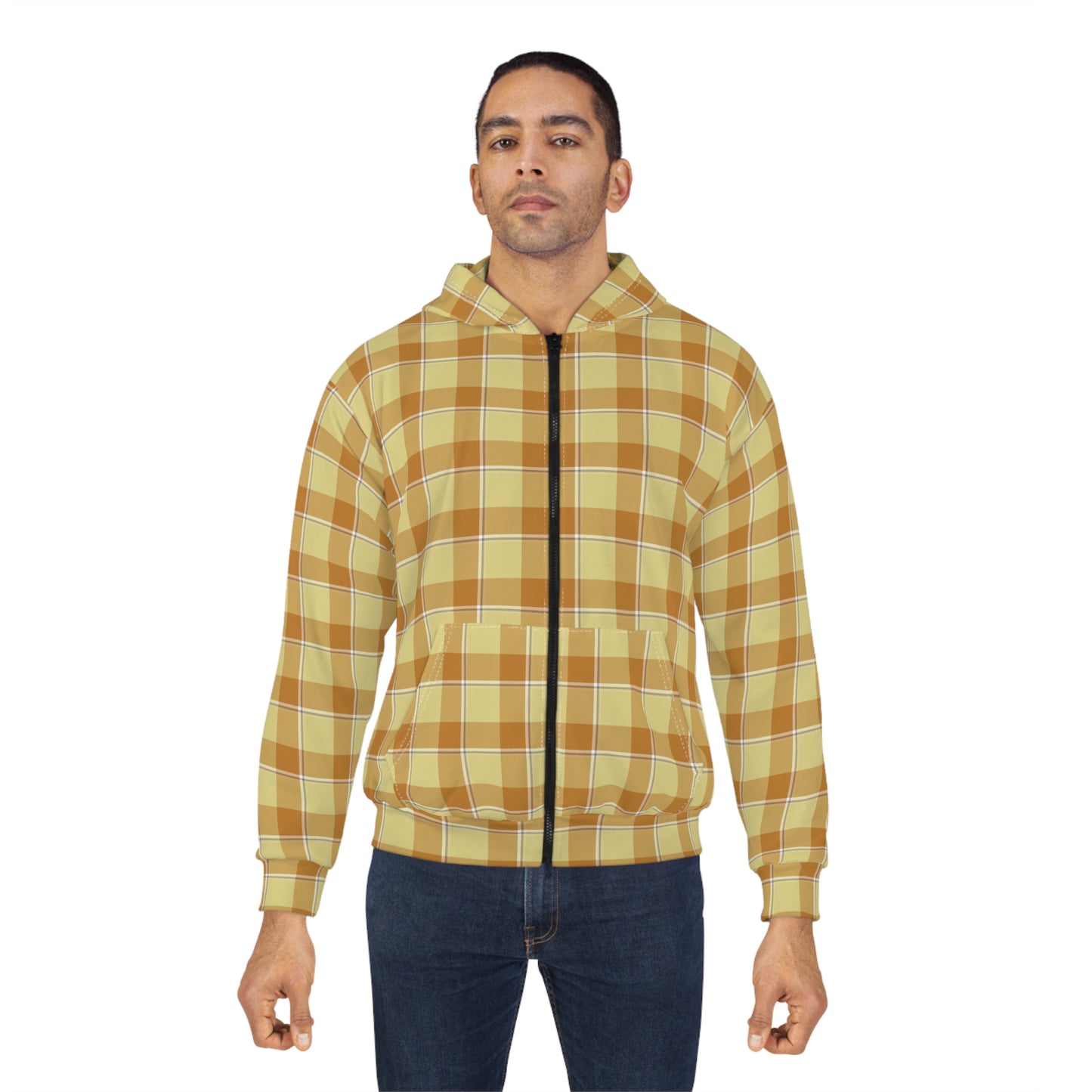 Stylish Unisex Zip Hoodie in Warm Plaid, Cozy Layering, Perfect Gift, Casual Fashion, Autumn & Winter Essential, Outdoor Adventures - Celtic Scents