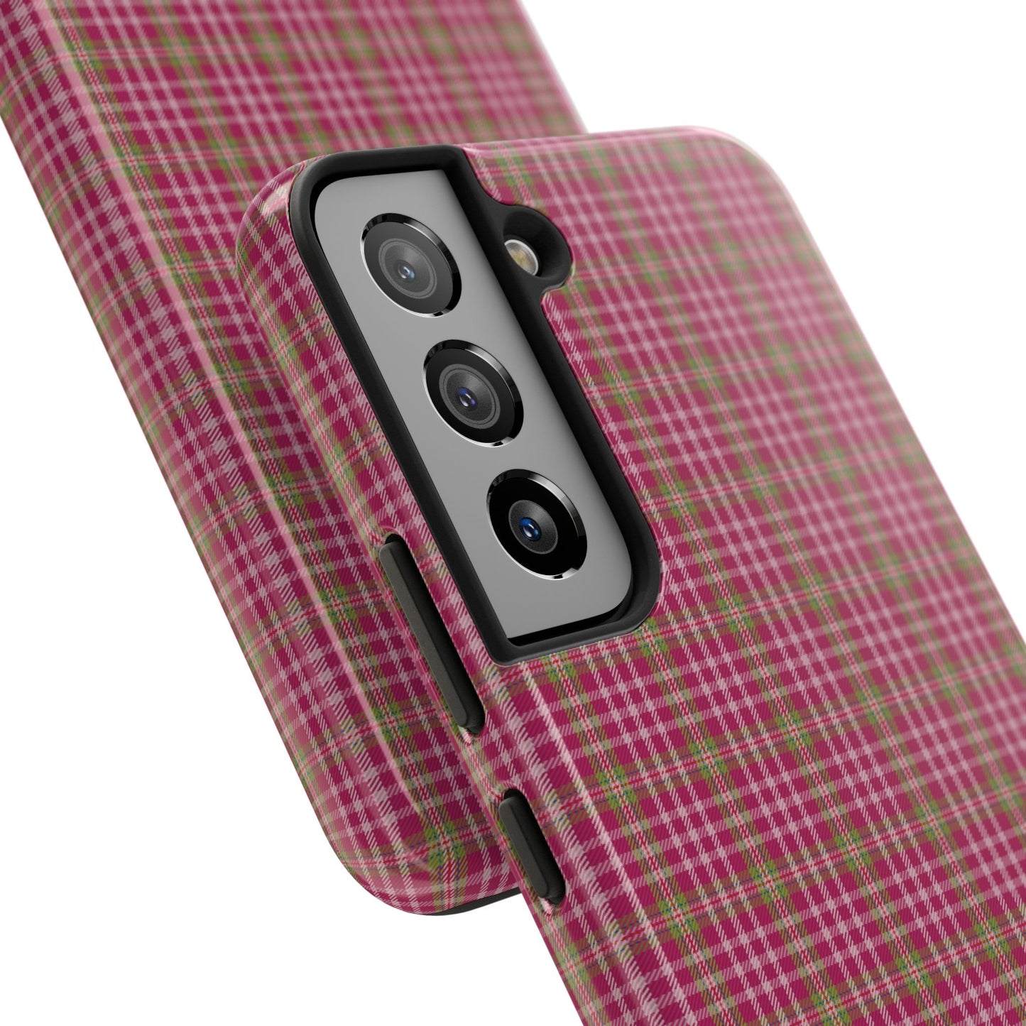 Stylish Tough Phone Cases - Protect Your Phone with Trendy Plaid Design, Gift for Her, Pink Plaid Design