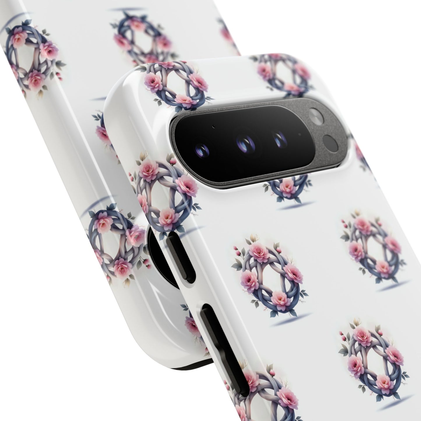 Floral Phone Case, Tough Cases for Women, Cute Celtic Knot Floral Design iPhone Cover, Gift for Her, Stylish Tech Accessories