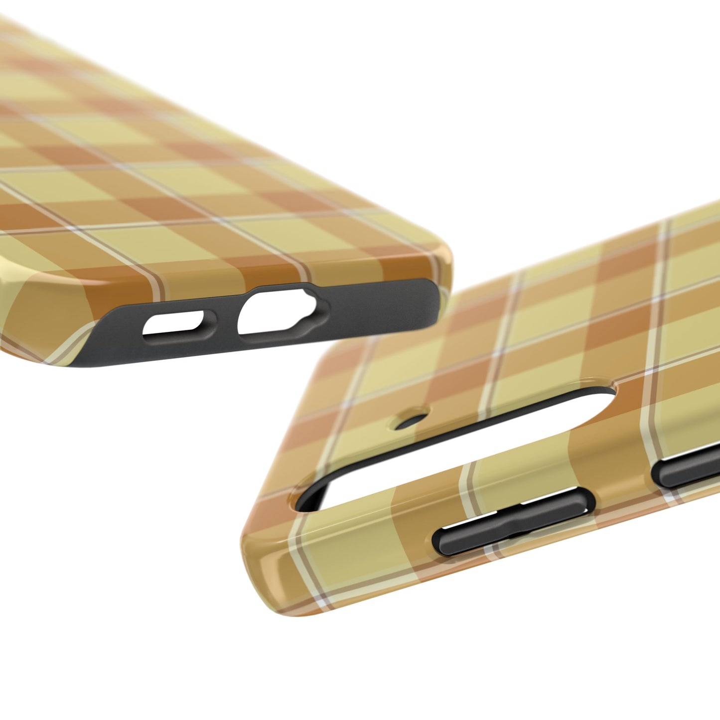 Stylish Autumn Plaid Tough Phone Cases, Trendy Phone Accessories, Durable Phone Protection, Yellow and Brown Plaid, Perfect Gift - Celtic Scents