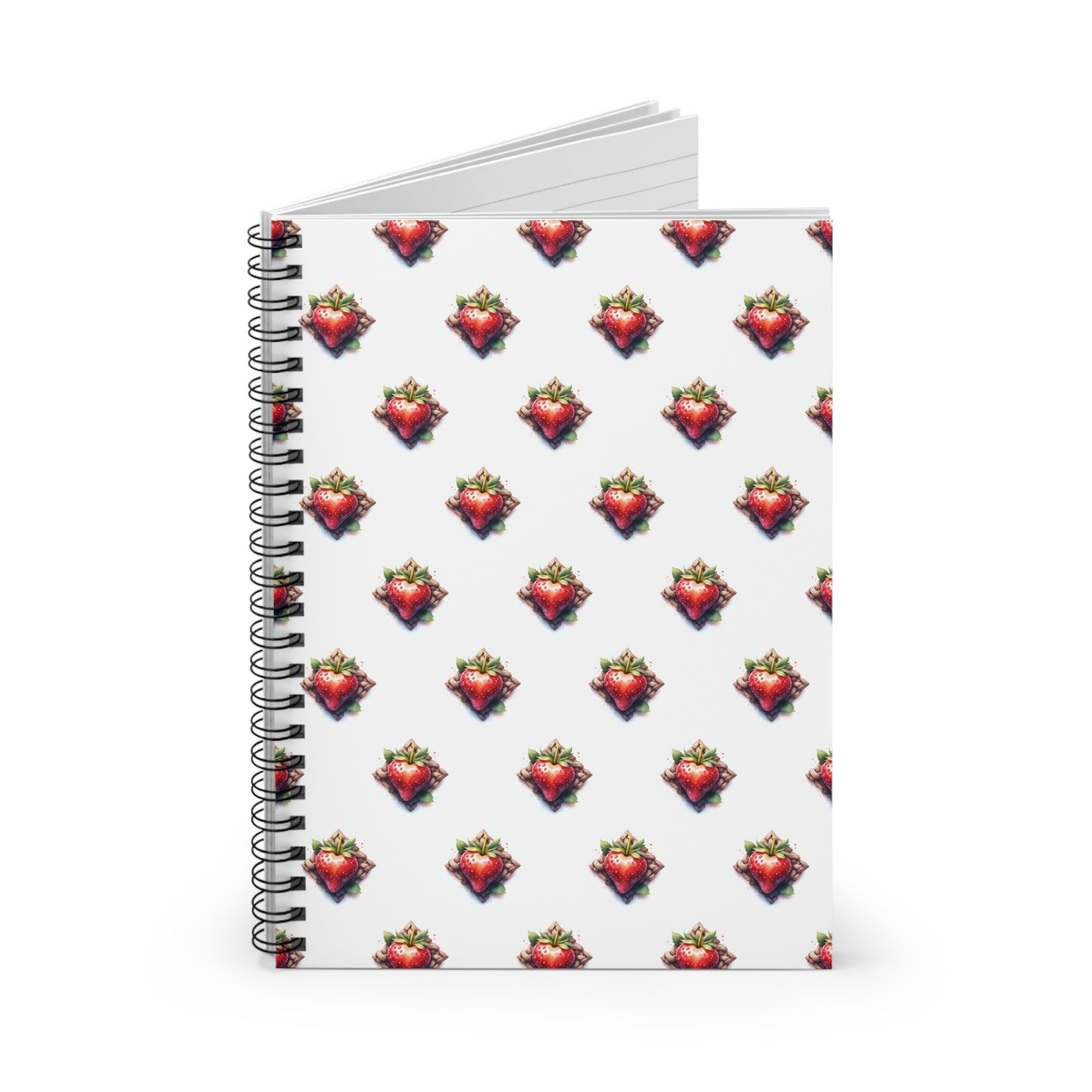 Strawberry Pattern Spiral Notebook - Ruled Lines, Cute Notebook for School, Gift for Students, Journal, Note Taking, Spring Vibes - Celtic Scents