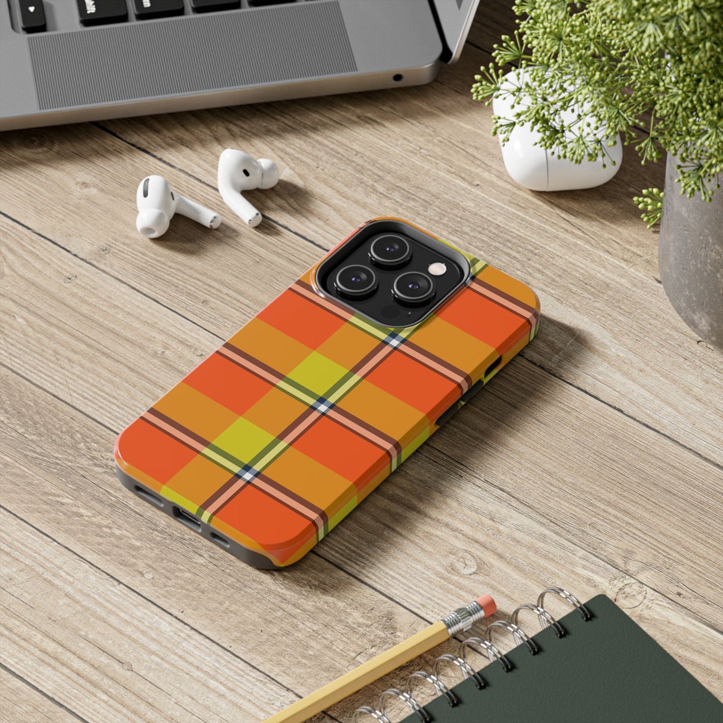 Vibrant Autumn Plaid Phone Case | Tough Phone Protector, Colorful Tech Accessory, Stylish Gift for Him/Her, Fun Birthday Present, Trendy - Celtic Scents
