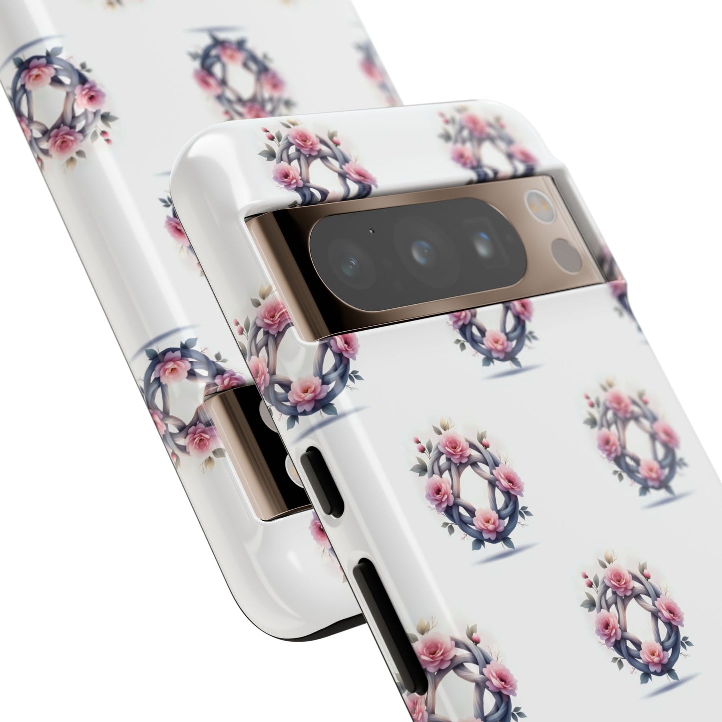 Floral Phone Case, Tough Cases for Women, Cute Celtic Knot Floral Design iPhone Cover, Gift for Her, Stylish Tech Accessories