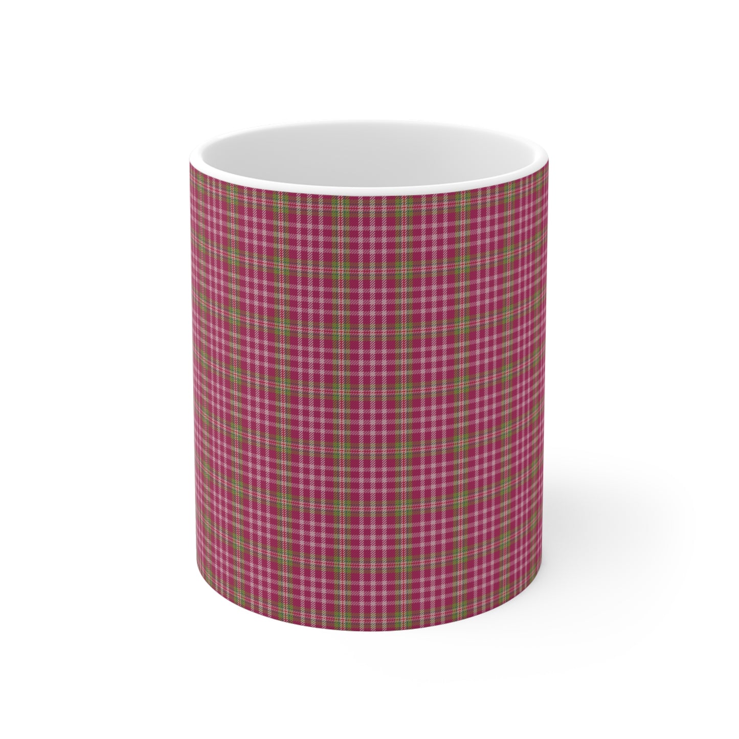 Cozy Pink Plaid Mug | 11oz Coffee Cup | Perfect for Autumn, Home Decor, Gift for Friends and Family, Warm Beverage Enjoyment - Celtic Scents