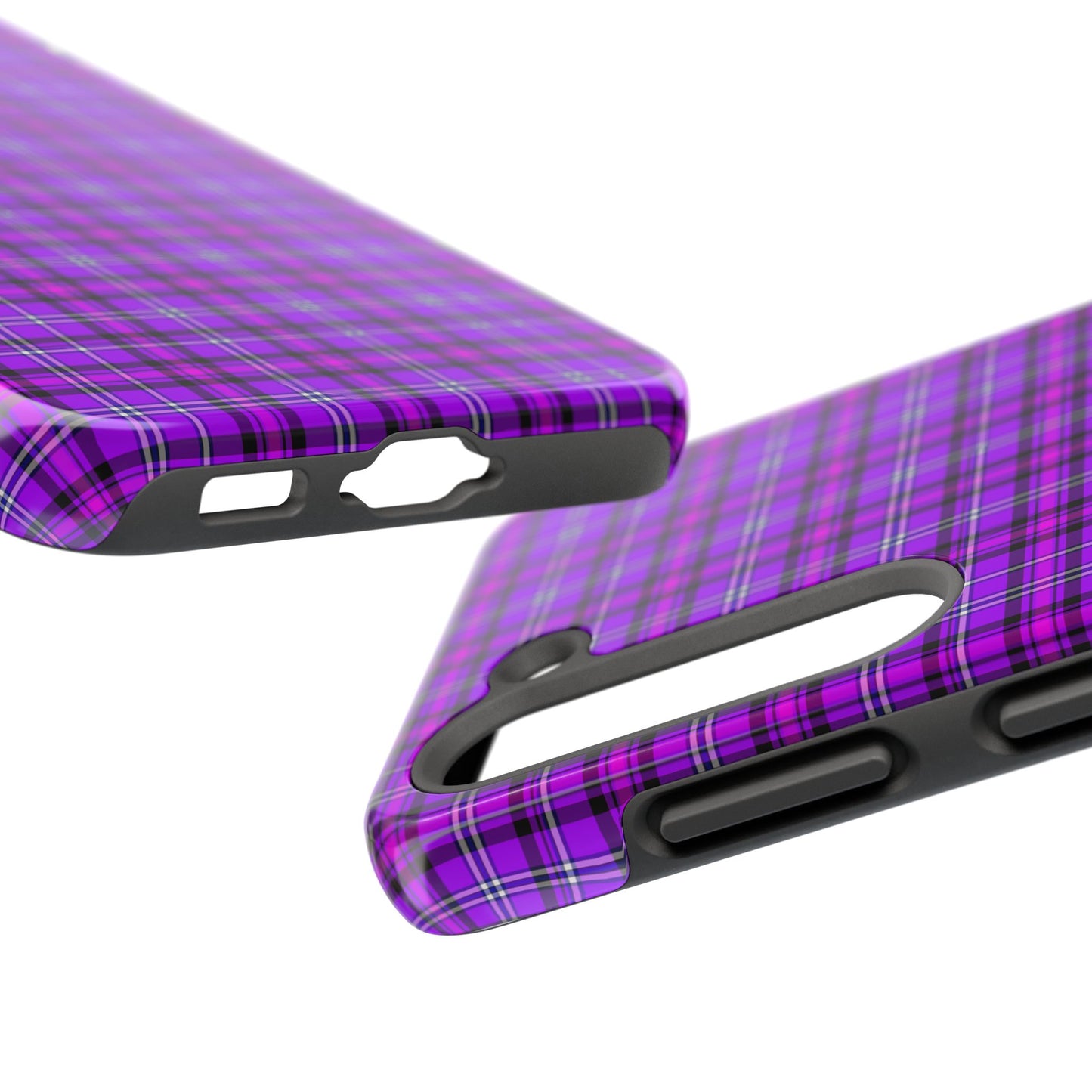 Purple Plaid Stylish Tough Phone Cases, Durable Phone Cover, Protective Case, Trendy Design, Gifts for Her