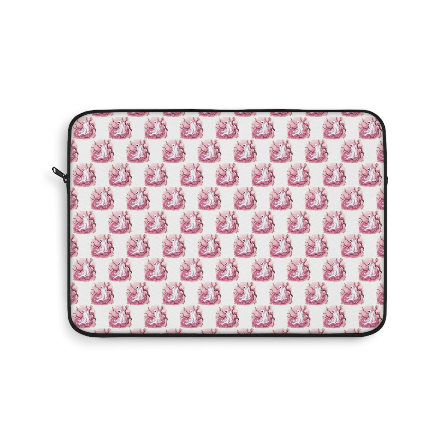 Charming Pink Ghost Laptop Sleeve, Cute Tech Accessory, Gift for Students, Colorful Electronics Cover, Fantasy-themed Sleeve - Celtic Scents
