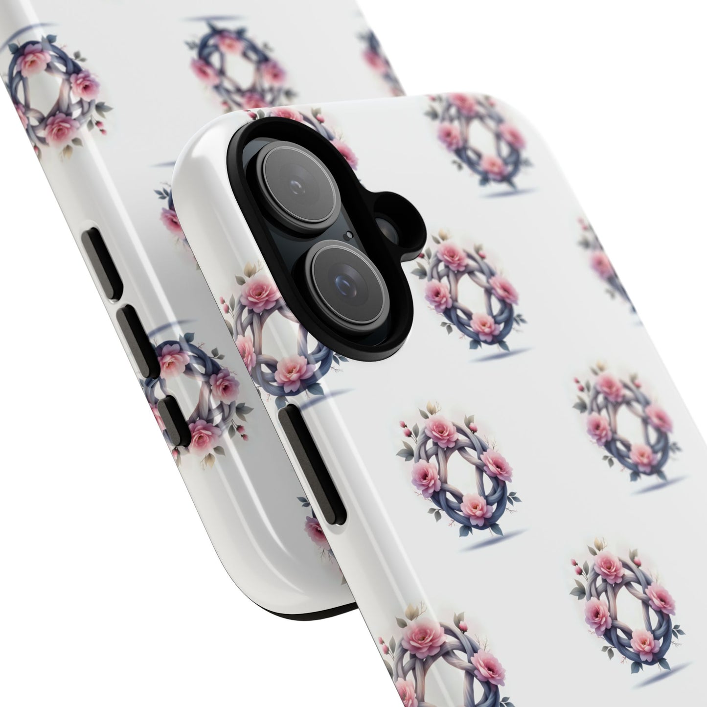 Floral Phone Case, Tough Cases for Women, Cute Celtic Knot Floral Design iPhone Cover, Gift for Her, Stylish Tech Accessories