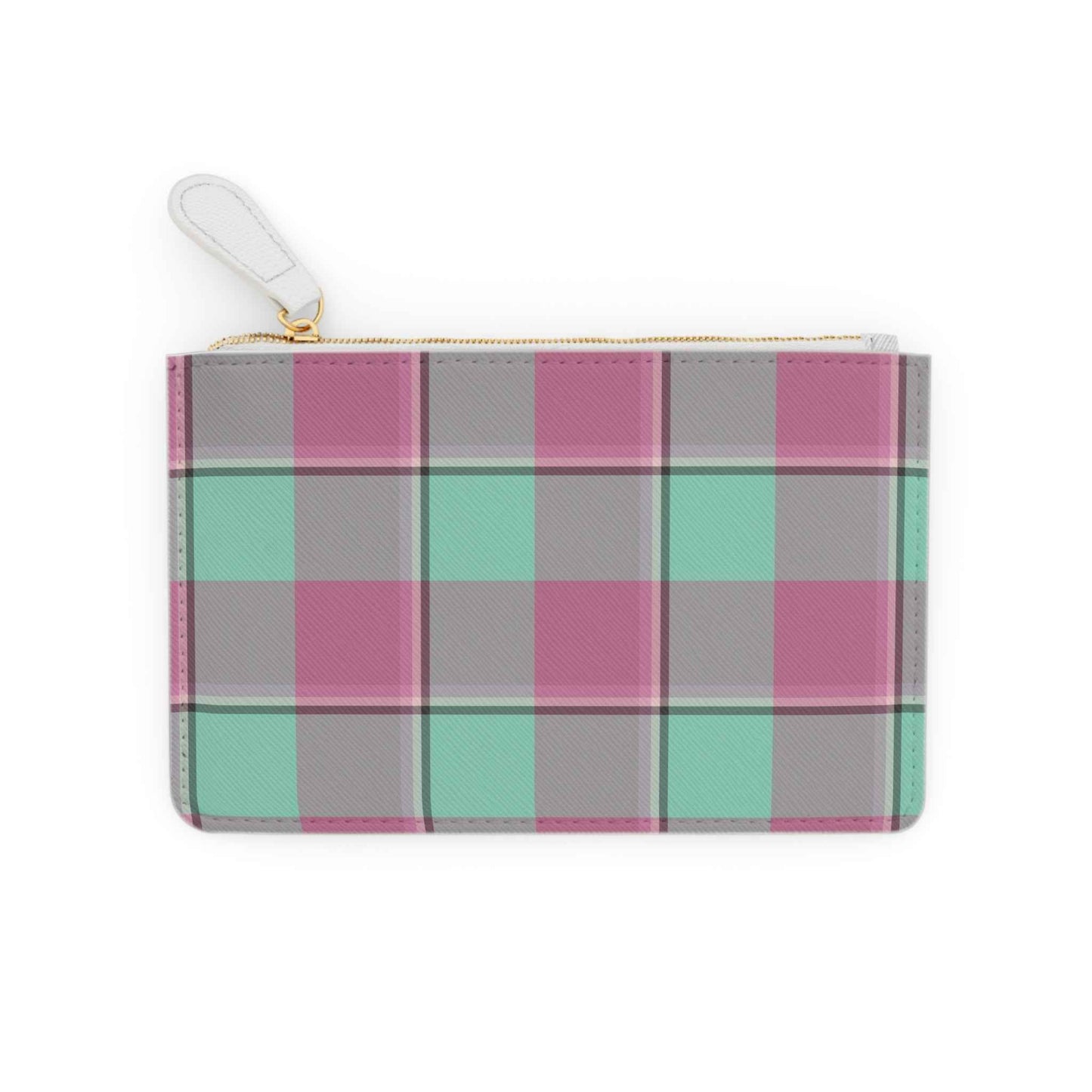Personalized Plaid Mini Clutch Bag, Stylish Handbag, Gift for Her, Everyday Use, Travel Organizer, Makeup Pouch