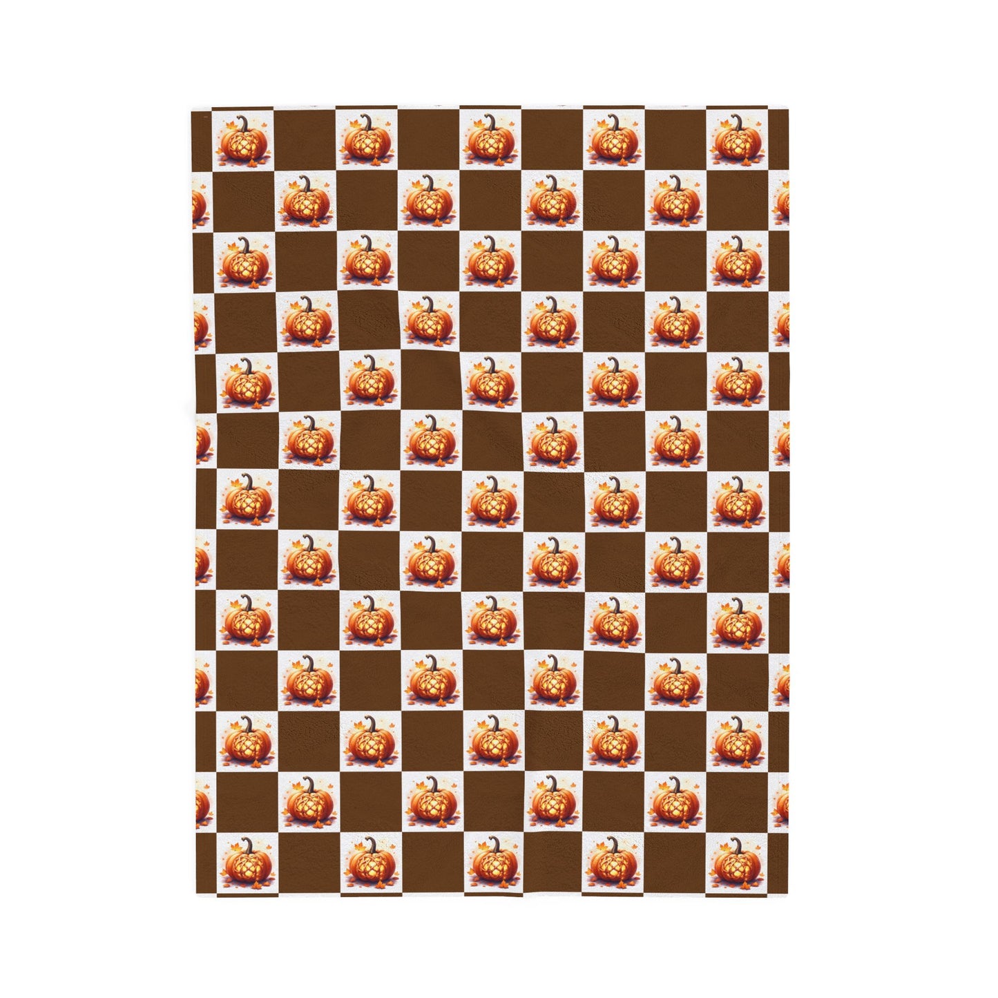 Cozy Pumpkin Check Velveteen Blanket | Fall Decor, Autumn Gift, Halloween Throw, Snuggle Blanket, Home Comfort - Celtic Scents