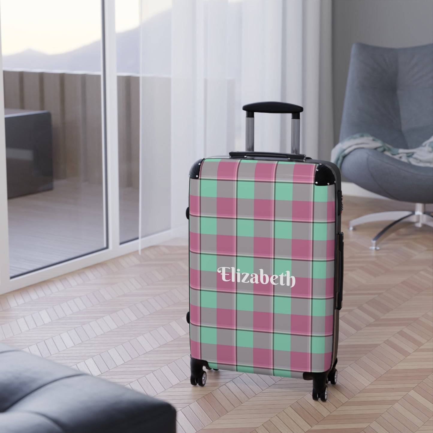Personalized Travel Suitcase, Custom Luggage Bag, Plaid Carry-On, Unique Gift for Travelers, Stylish Vacation Essentials - Celtic Scents
