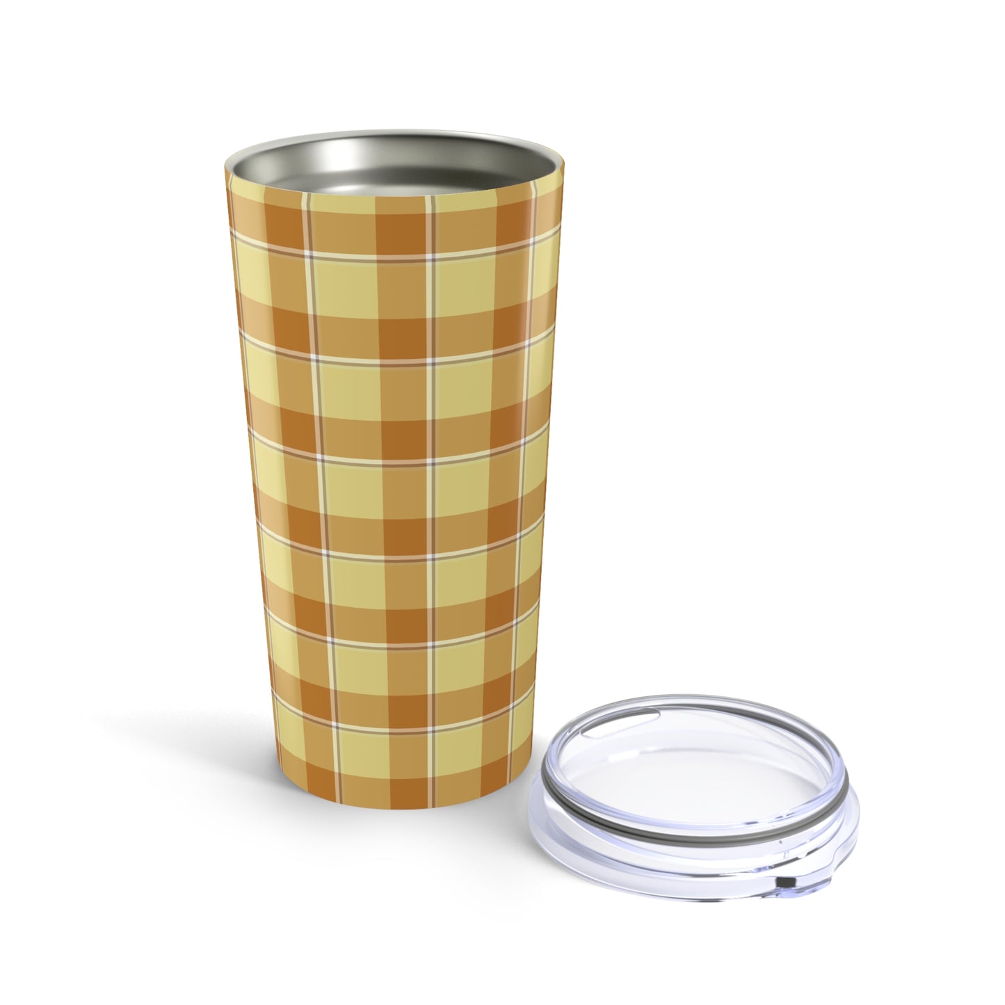 Cozy Plaid Tumbler, 20oz Travel Mug, Fall Drinkware, Autumn Gift, Checkered Design, Insulated Cup - Celtic Scents