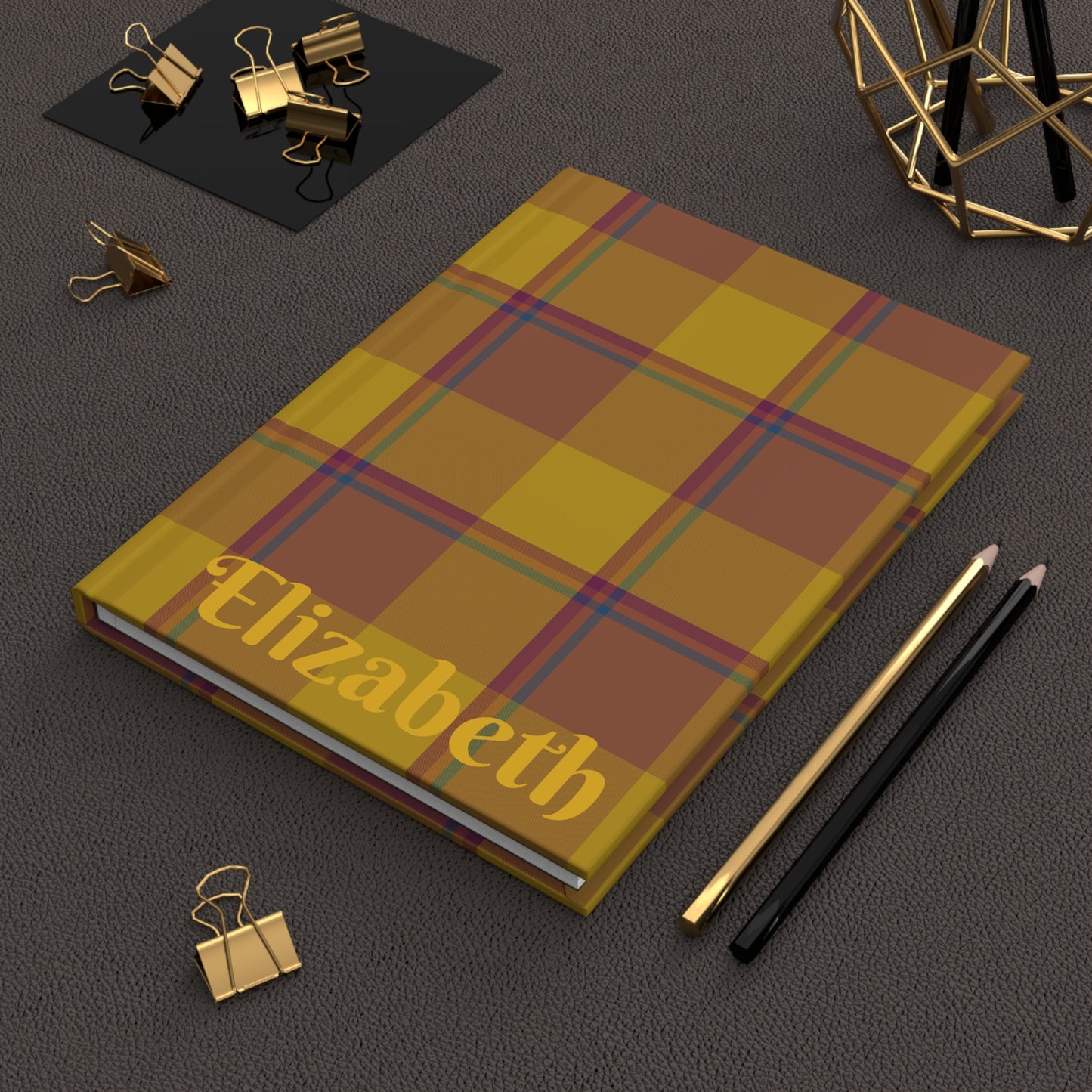 Stylish Personalized Hardcover Journal, Plaid Notebook, Custom Gift for Writers, Planners, Students, Everyday Use - Celtic Scents