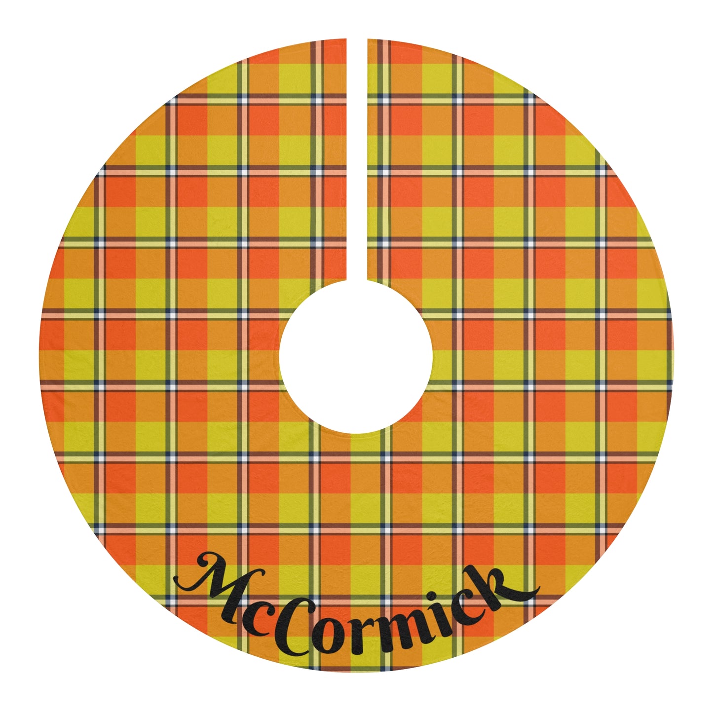 Plaid Christmas Tree Skirt, Festive Holiday Decor, Personalized Tree Skirts, Tartan Skirt for Xmas, Orange and Black Plaid - Celtic Scents