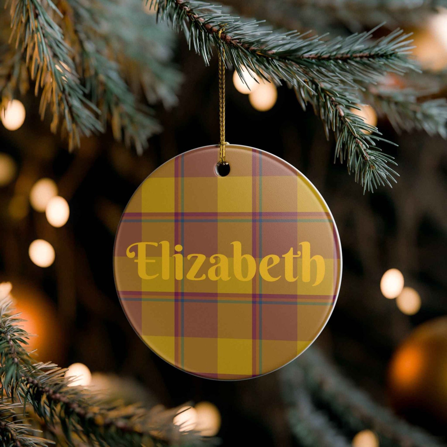 Personalized Plaid Christmas Ornament, Custom Holiday Decoration, Gift for Family, Year-Round Home Decor, Tree Ornament, Unique Keepsake
