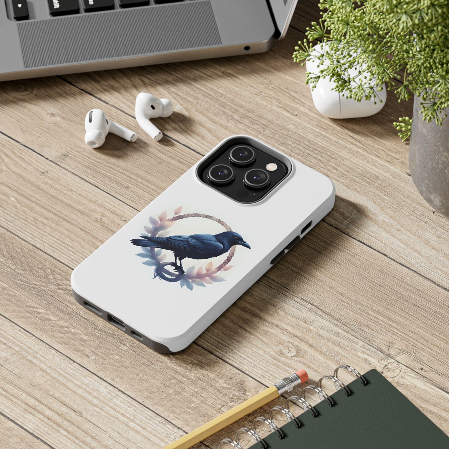 Raven Design Phone Case | Tough Protector Case, Gift for Bird Lovers, Unique Cell Phone Cover, Gothic or Nature Inspired - Celtic Scents