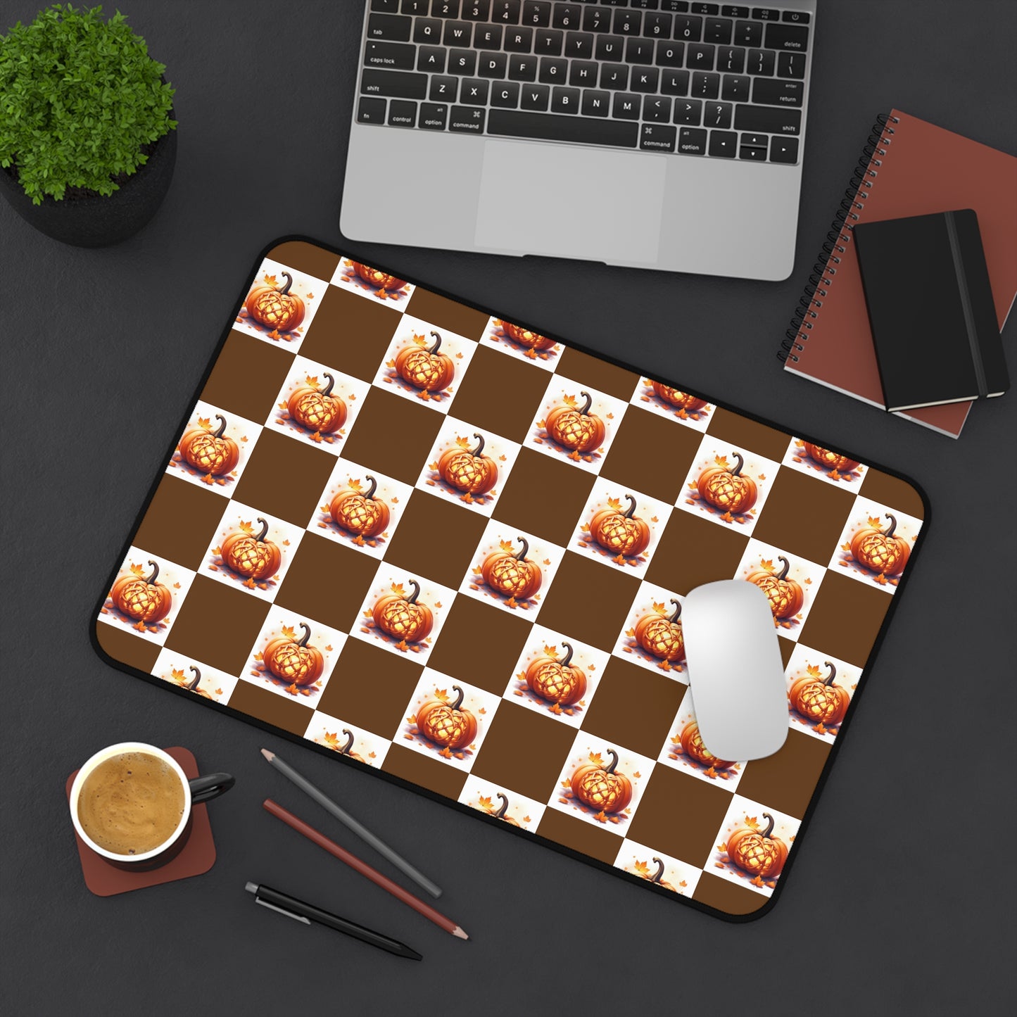Pumpkin Spice Desk Mat - Autumn Office Decor, Fall Desk Accessory, Seasonal Home Office Gift, Work From Home Essentials, Halloween Decor - Celtic Scents