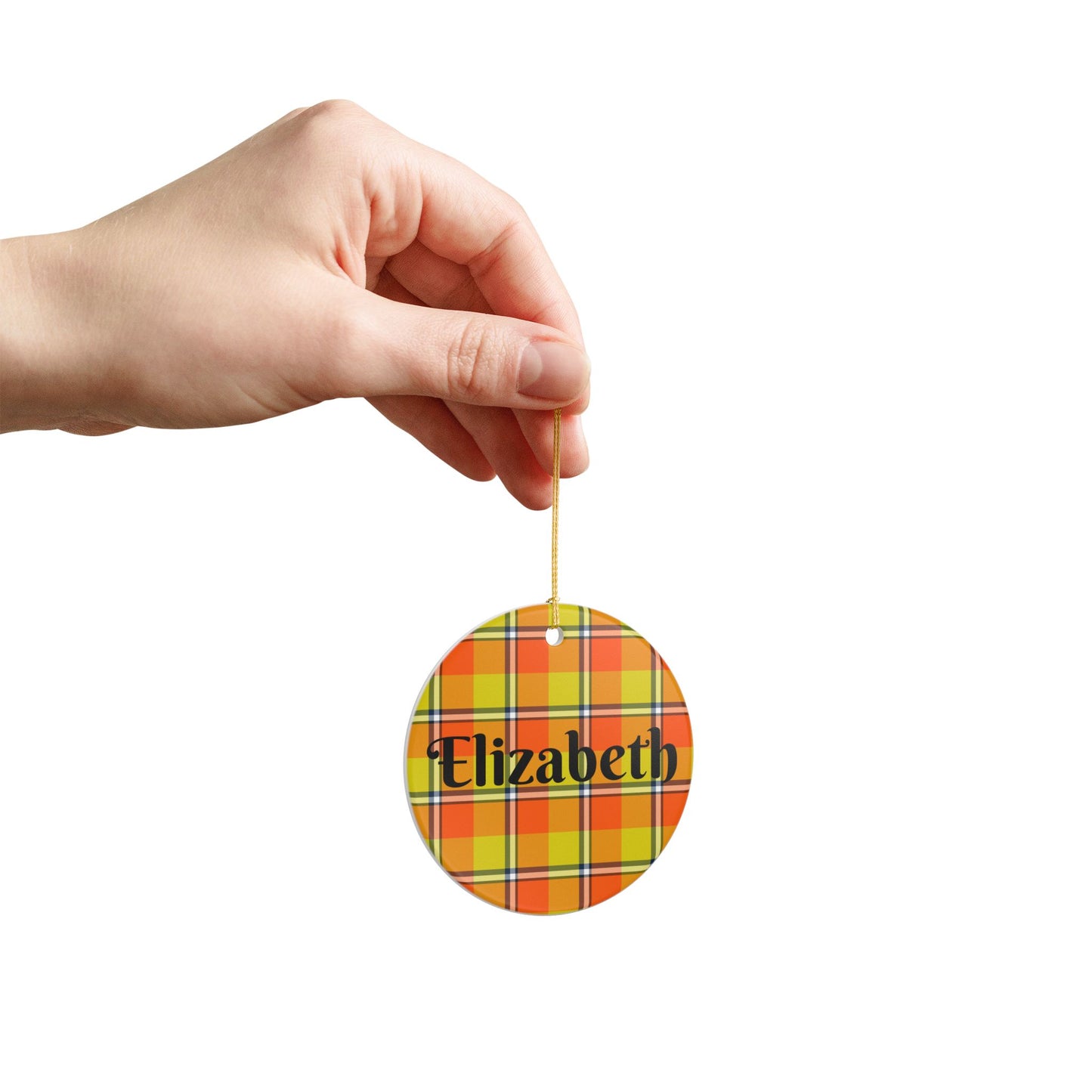 Personalized Ceramic Ornament, Custom Plaid Tree Decoration, Holiday Gift, Unique Home Decor, Christmas Ornament, Family Keepsake - Celtic Scents