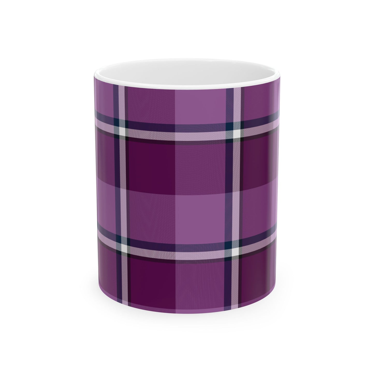 Cozy Plum Plaid Ceramic Mug - Perfect for Home, Gift for Coffee Lovers, Seasonal Decor, Tea Drinkers, Cozy Evenings - Celtic Scents