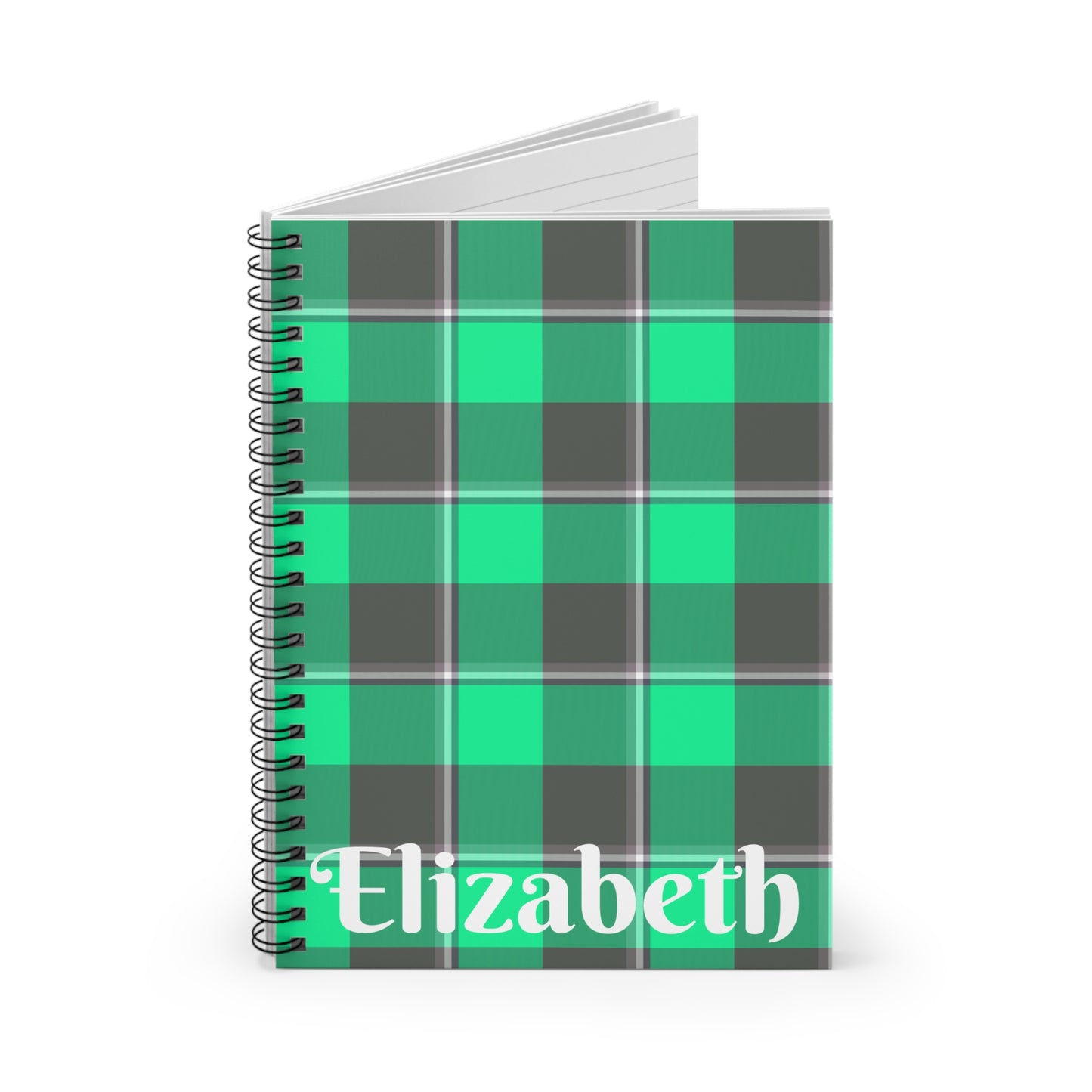 Personalized Green Plaid Spiral Notebook, Stylish School Journal, Cute Stationery, Gift for Students, Back to School Essentials - Celtic Scents