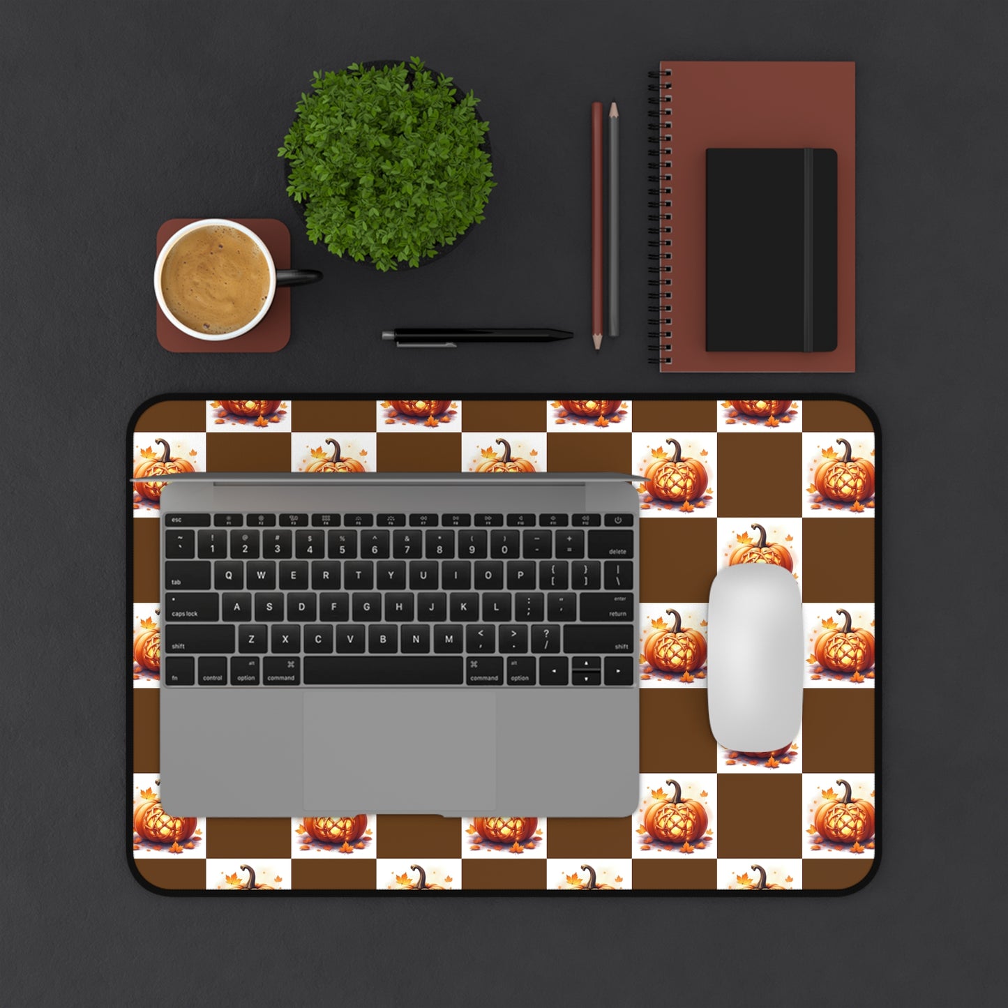 Pumpkin Spice Desk Mat - Autumn Office Decor, Fall Desk Accessory, Seasonal Home Office Gift, Work From Home Essentials, Halloween Decor - Celtic Scents