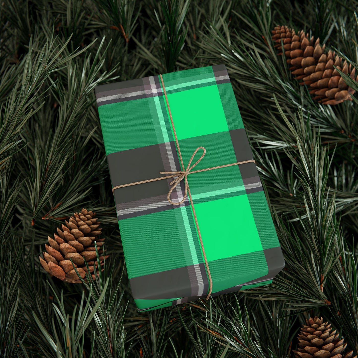 Eco-Friendly Wrapping Papers for All Occasions, Gift Wrap, Birthday, Holiday, Celebration, Green Plaid Design - Celtic Scents