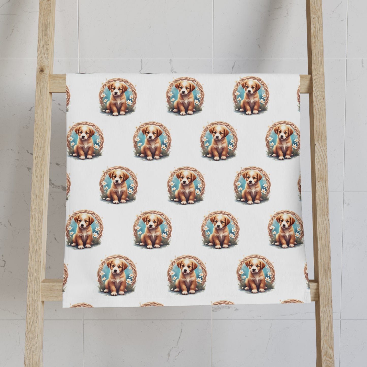 Whimsical Celtic Puppy Pattern Hand Towel - Cute Pet Gift, Home Decor, Dog Lover's Kitchen Towel, Animal Themed Gifts, Pet Owner Accessories