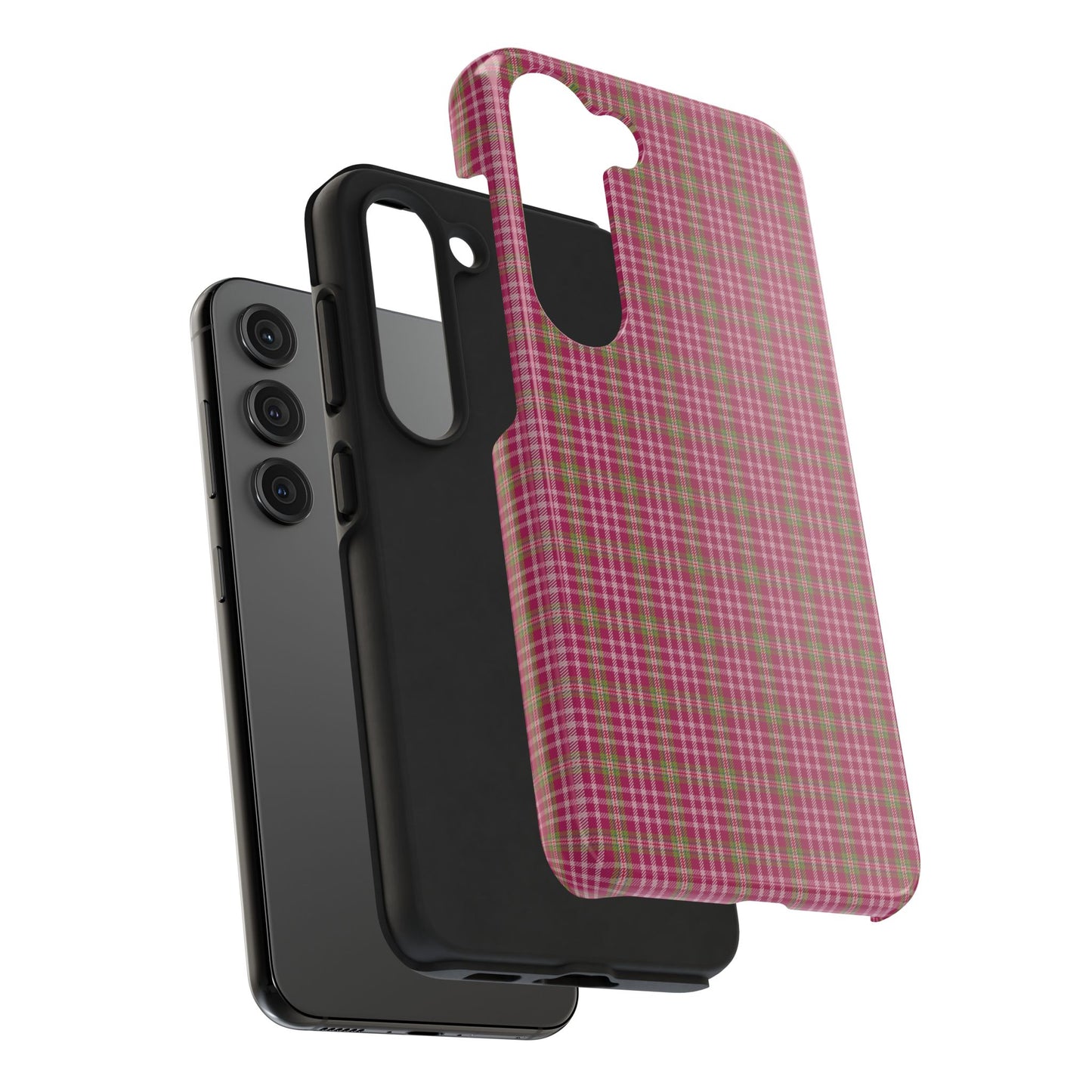 Stylish Tough Phone Cases - Protect Your Phone with Trendy Plaid Design, Gift for Her, Pink Plaid Design