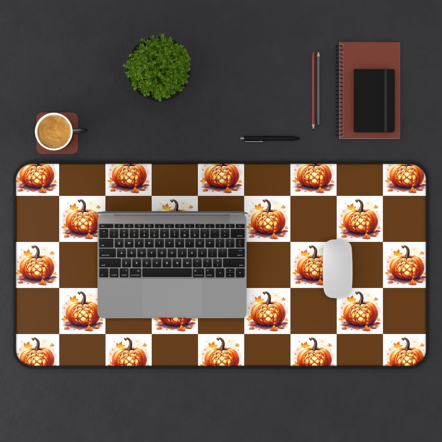 Pumpkin Spice Desk Mat - Autumn Office Decor, Fall Desk Accessory, Seasonal Home Office Gift, Work From Home Essentials, Halloween Decor - Celtic Scents