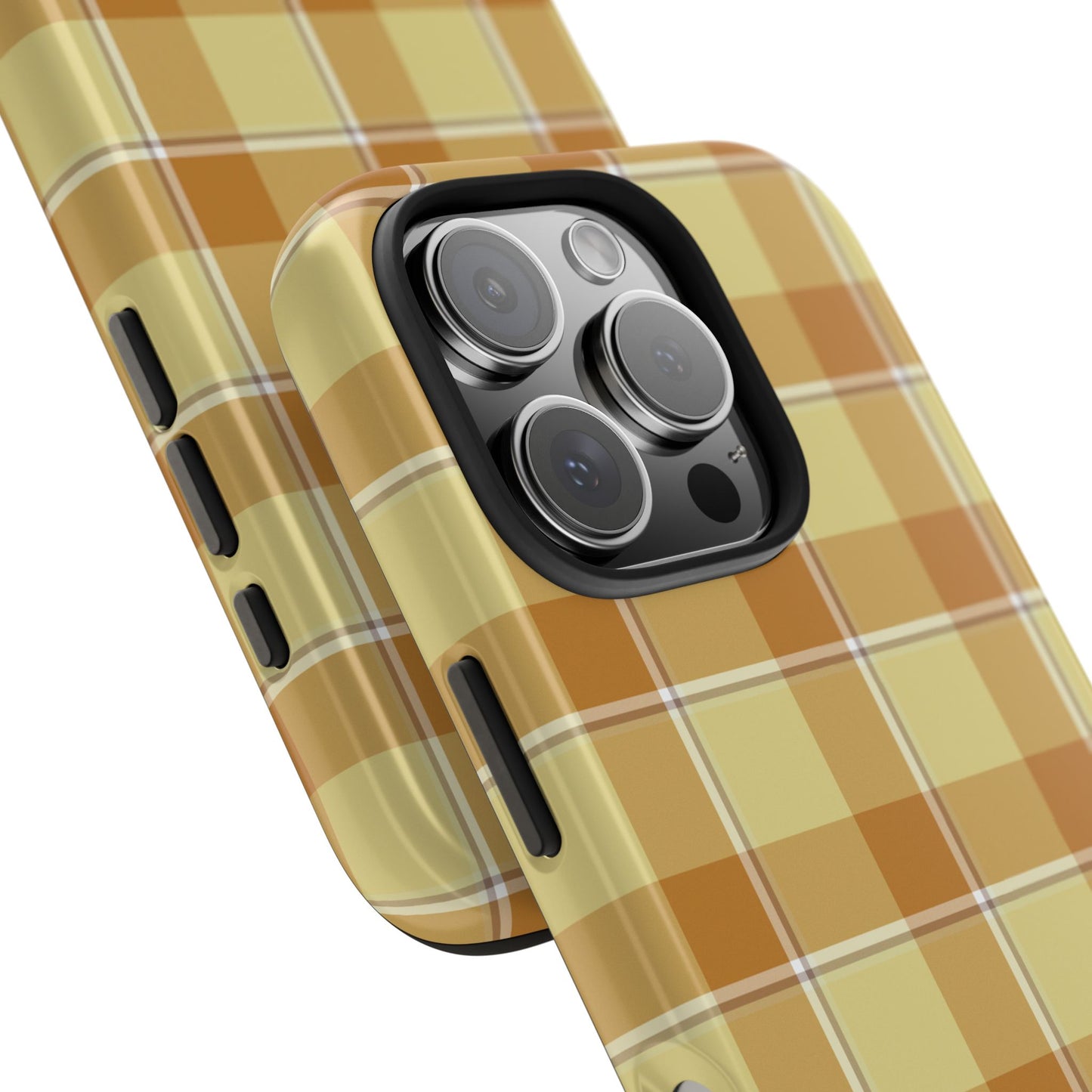 Stylish Autumn Plaid Tough Phone Cases, Trendy Phone Accessories, Durable Phone Protection, Yellow and Brown Plaid, Perfect Gift