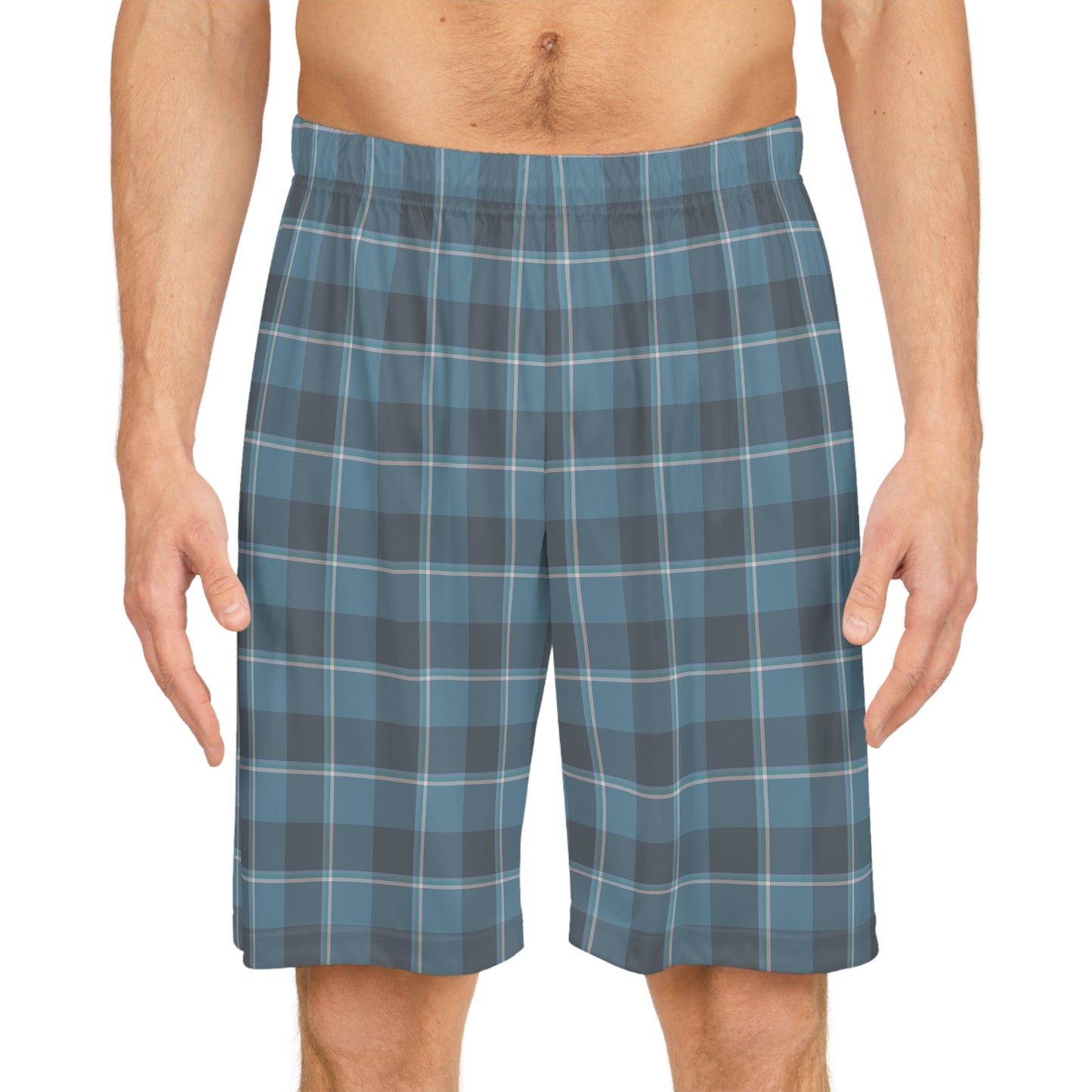 Hoki and Shuttle Gray Plaid Basketball Shorts, Casual Wear, Workout Gear, Gift for Men