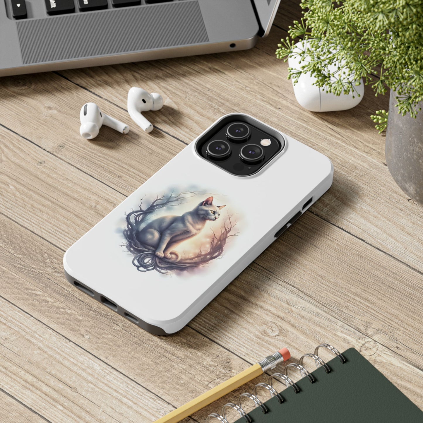 Artistic Cat Phone Case, Tough Phone Cases, Pet Lover Gift, Cat Lover Accessory, Unique Phone Cover, Protector Case - Celtic Scents