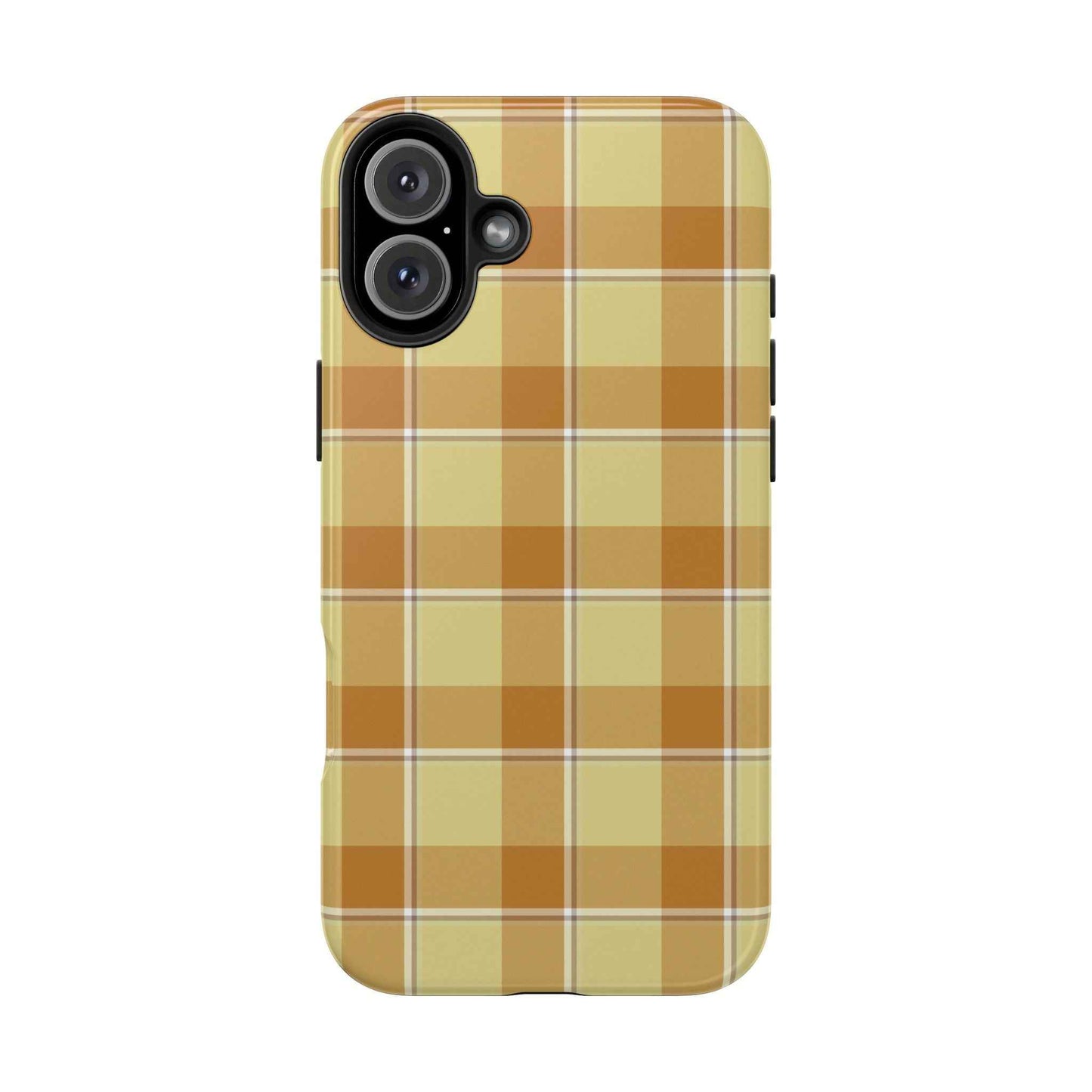 Stylish Autumn Plaid Tough Phone Cases, Trendy Phone Accessories, Durable Phone Protection, Yellow and Brown Plaid, Perfect Gift