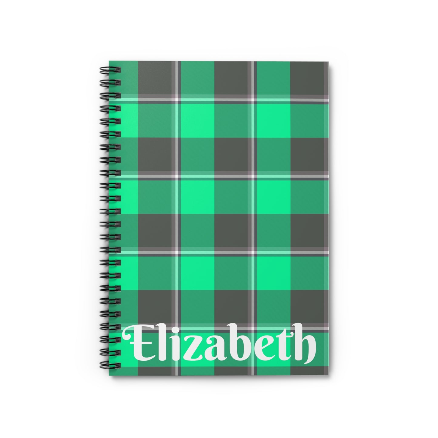 Personalized Green Plaid Spiral Notebook, Stylish School Journal, Cute Stationery, Gift for Students, Back to School Essentials - Celtic Scents
