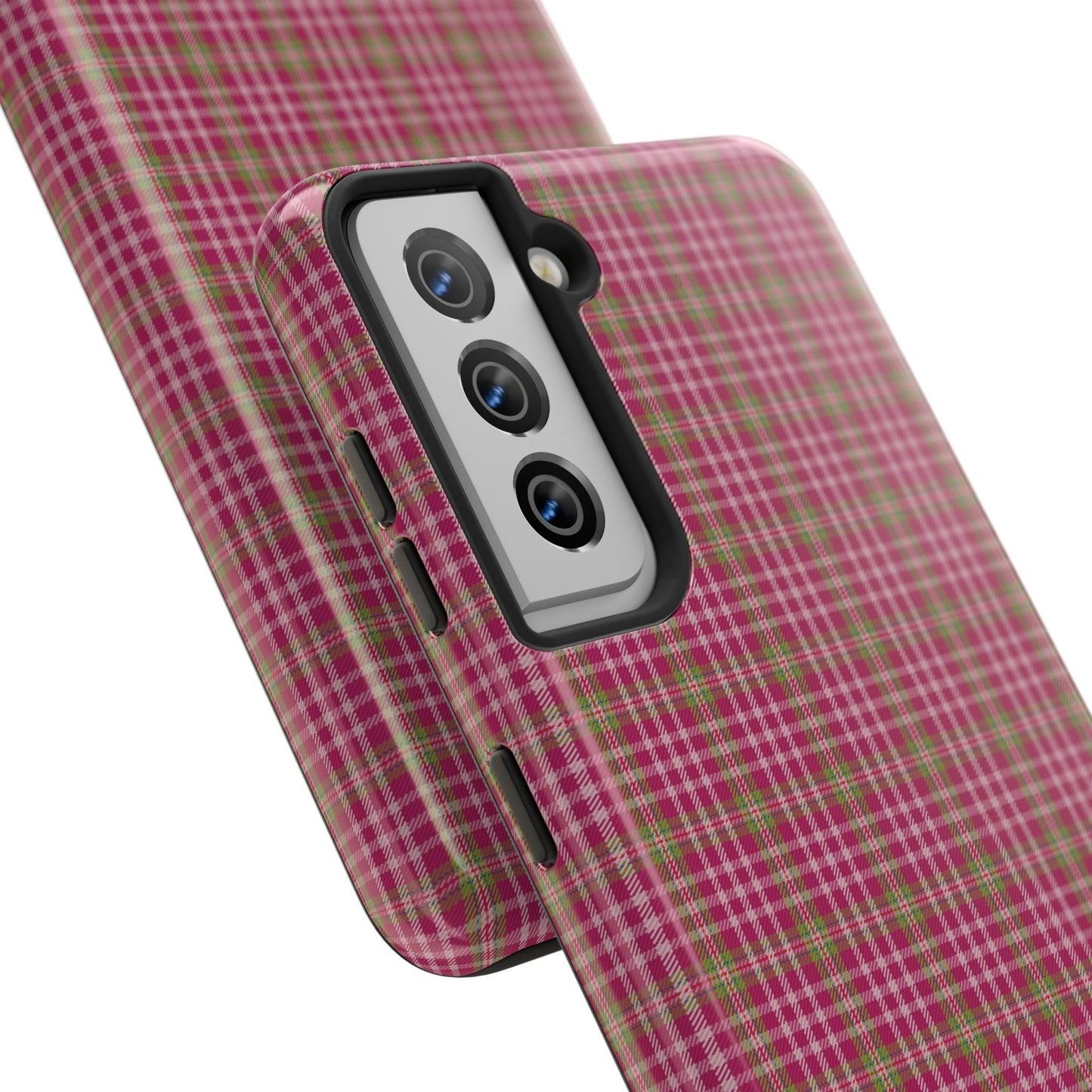 Stylish Tough Phone Cases - Protect Your Phone with Trendy Plaid Design, Gift for Her, Pink Plaid Design