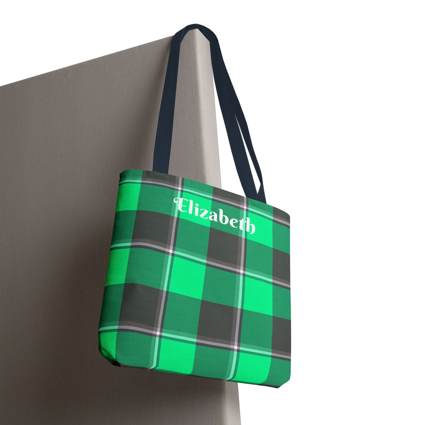 Personalized Green Plaid Tote Bag, Custom Shopping Bag, Eco-Friendly Gift, Beach Bag, Everyday Handbag, Travel Tote - Celtic Scents