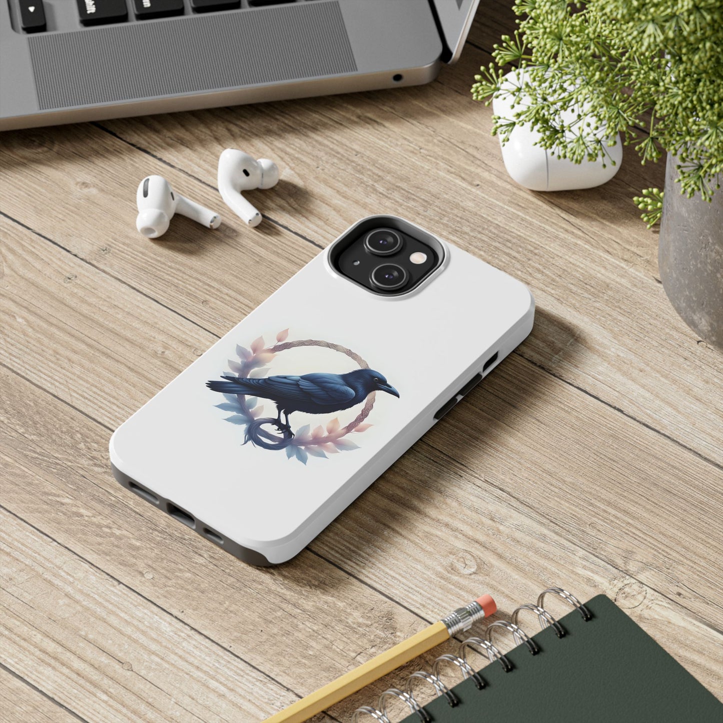 Raven Design Phone Case | Tough Protector Case, Gift for Bird Lovers, Unique Cell Phone Cover, Gothic or Nature Inspired - Celtic Scents