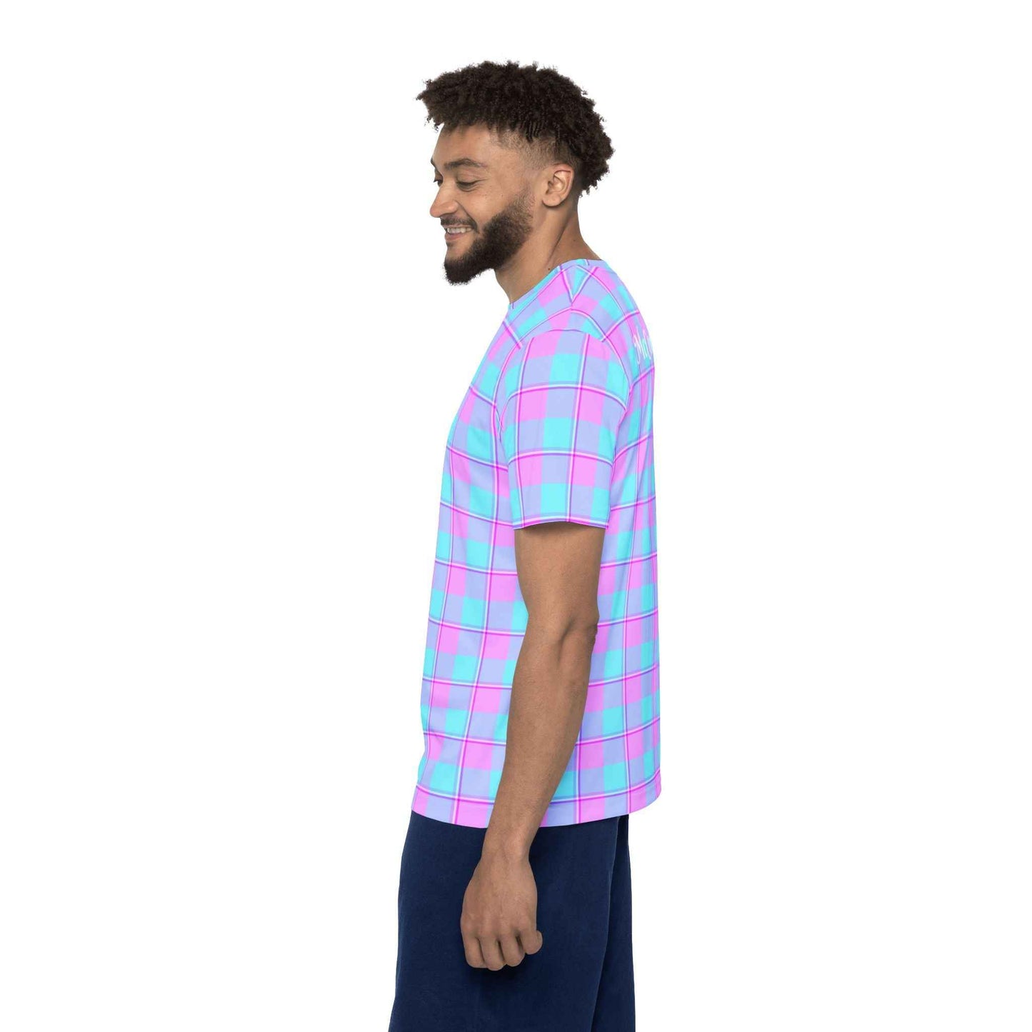 Customized Men's Sports Jersey, Vibrant Plaid, Athleisure Tee, Casual Wear, Summer Sports