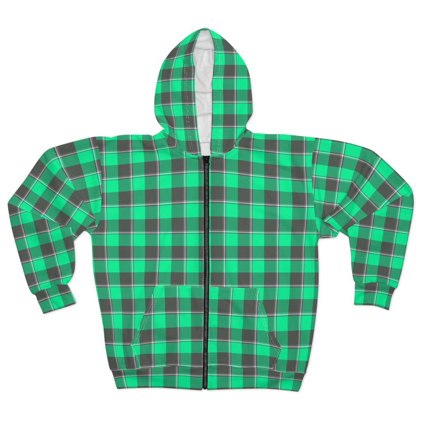 Unisex Plaid Zip Hoodie, Cozy Layering, Casual Wear, Perfect for Fall, Gifts for Him and Her, Everyday Comfort - Celtic Scents