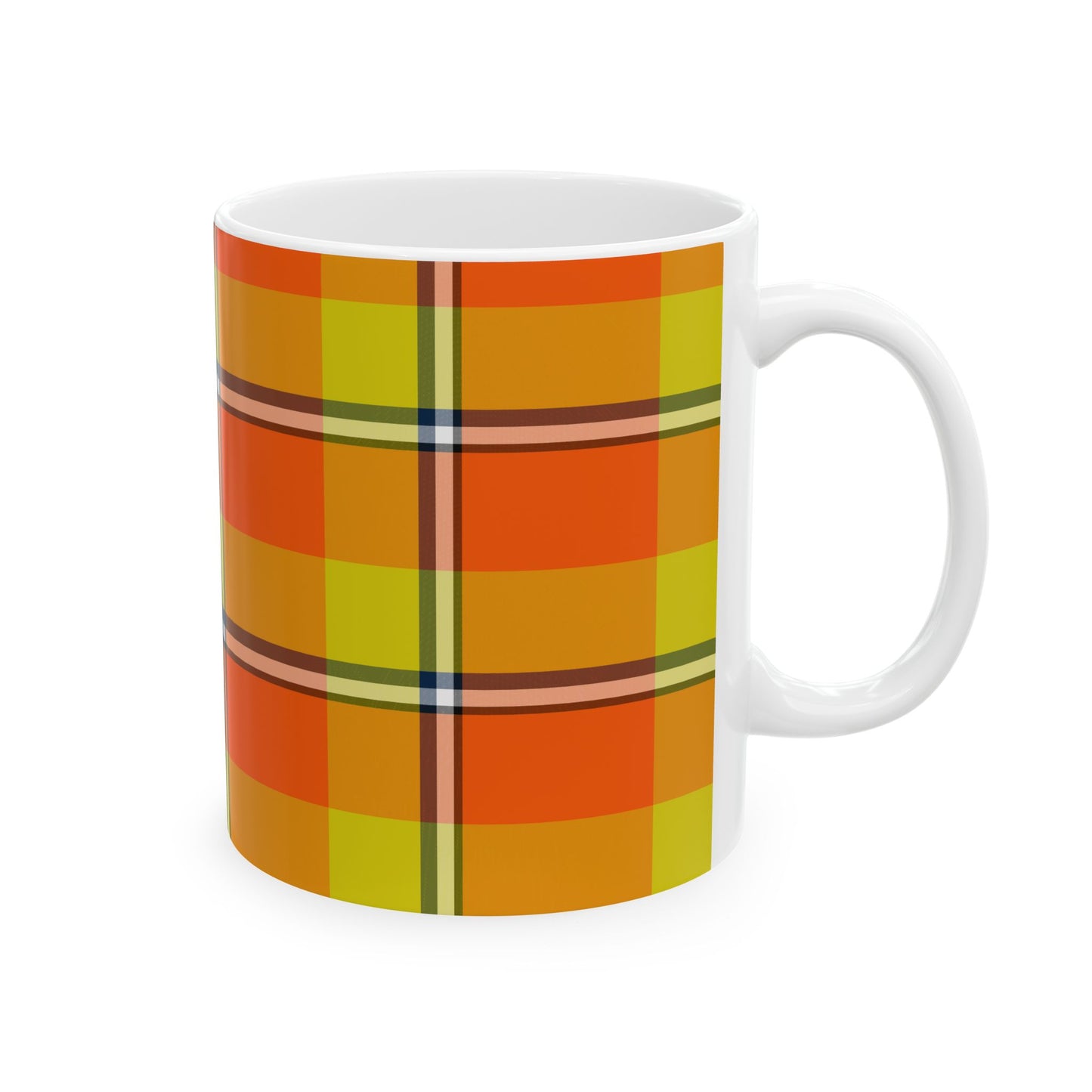 Vibrant Autumn Plaid Ceramic Mug | Cozy Coffee Cup, Autumn Decor, Gift for Her, Kitchen Essentials, Colorful Mug - Celtic Scents