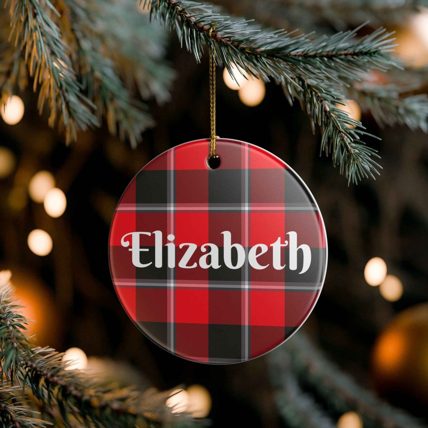 Personalized Plaid Ornament, Custom Holiday Decor, Christmas Gift, Family Keepsake, Unique Home Decoration