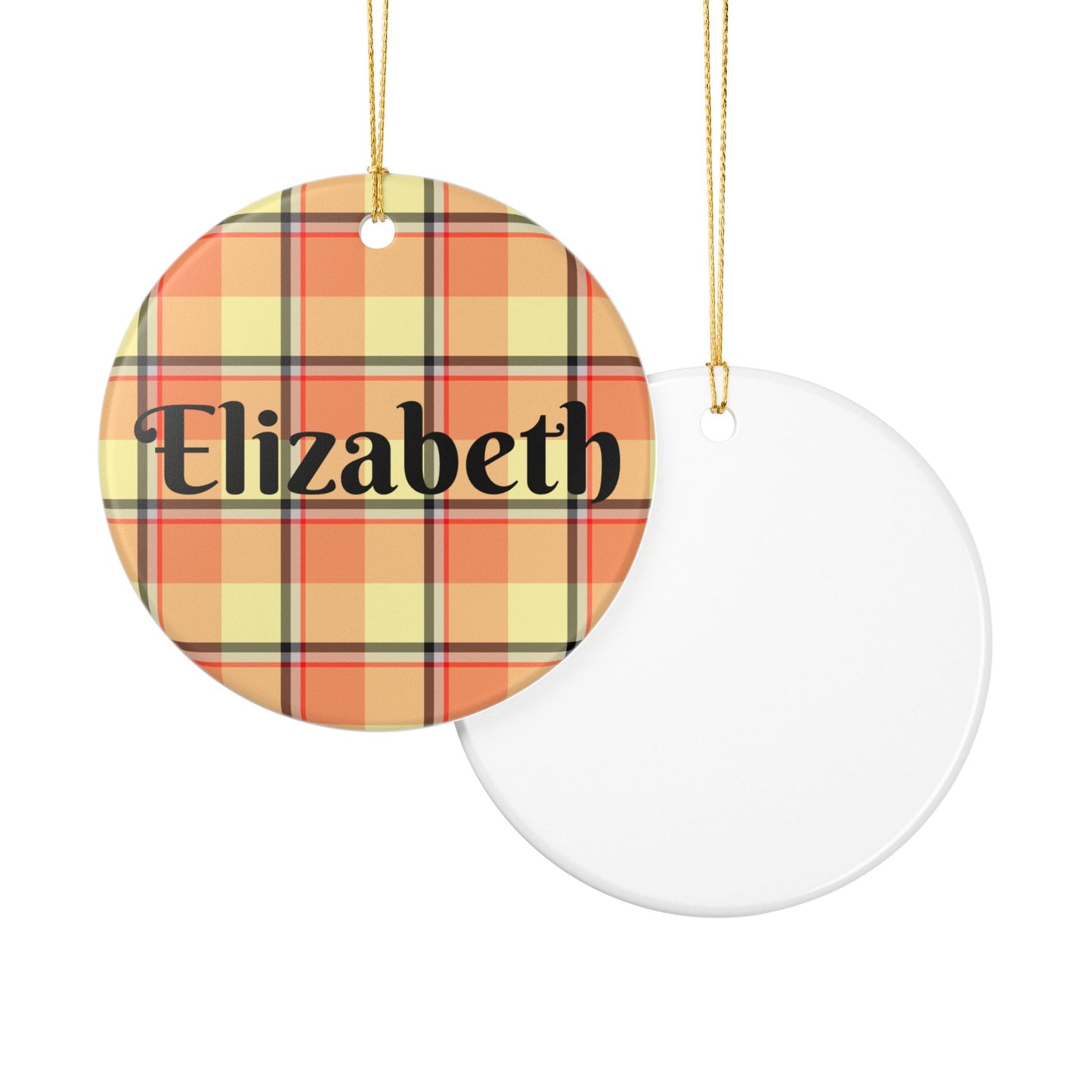 Personalized Ceramic Ornament, Custom Plaid Decoration, Holiday Gift, Home Decor, Christmas Ornament, Family Keepsake - Celtic Scents