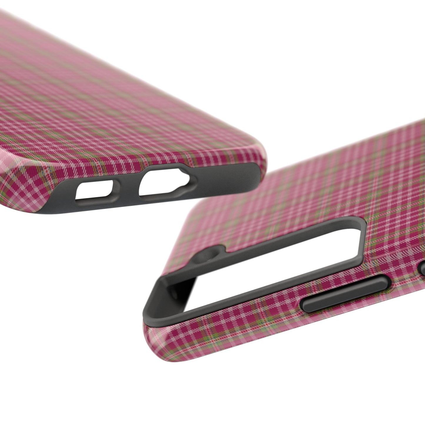 Stylish Tough Phone Cases - Protect Your Phone with Trendy Plaid Design, Gift for Her, Pink Plaid Design