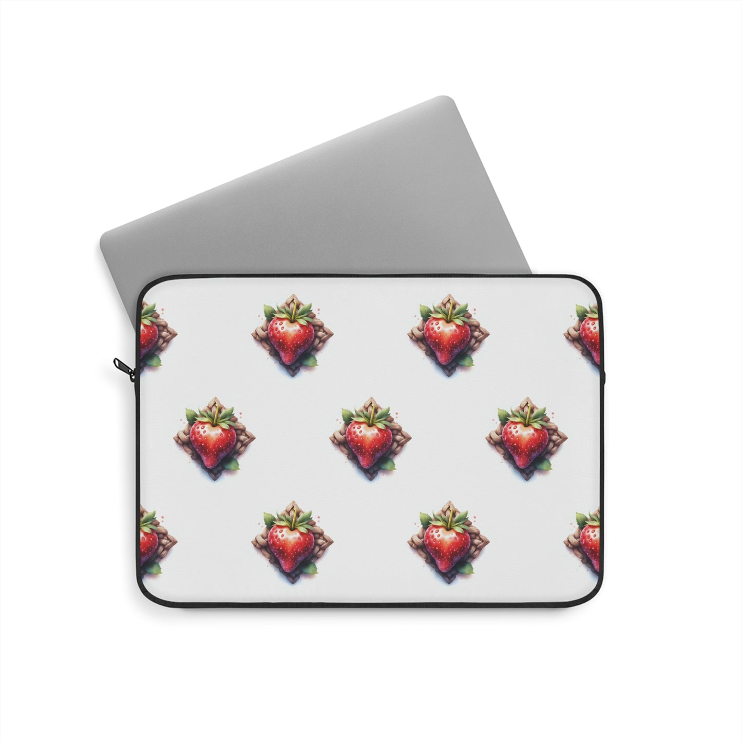 Cute Strawberry Laptop Sleeve, Floral Tech Accessory, Gift for Her, Cute School Supplies, Strawberry Design - Celtic Scents