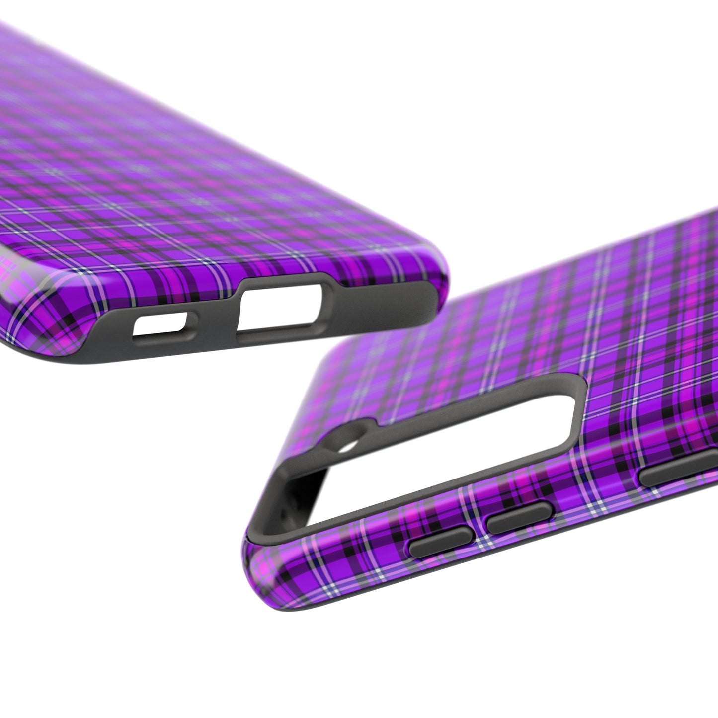Purple Plaid Stylish Tough Phone Cases, Durable Phone Cover, Protective Case, Trendy Design, Gifts for Her