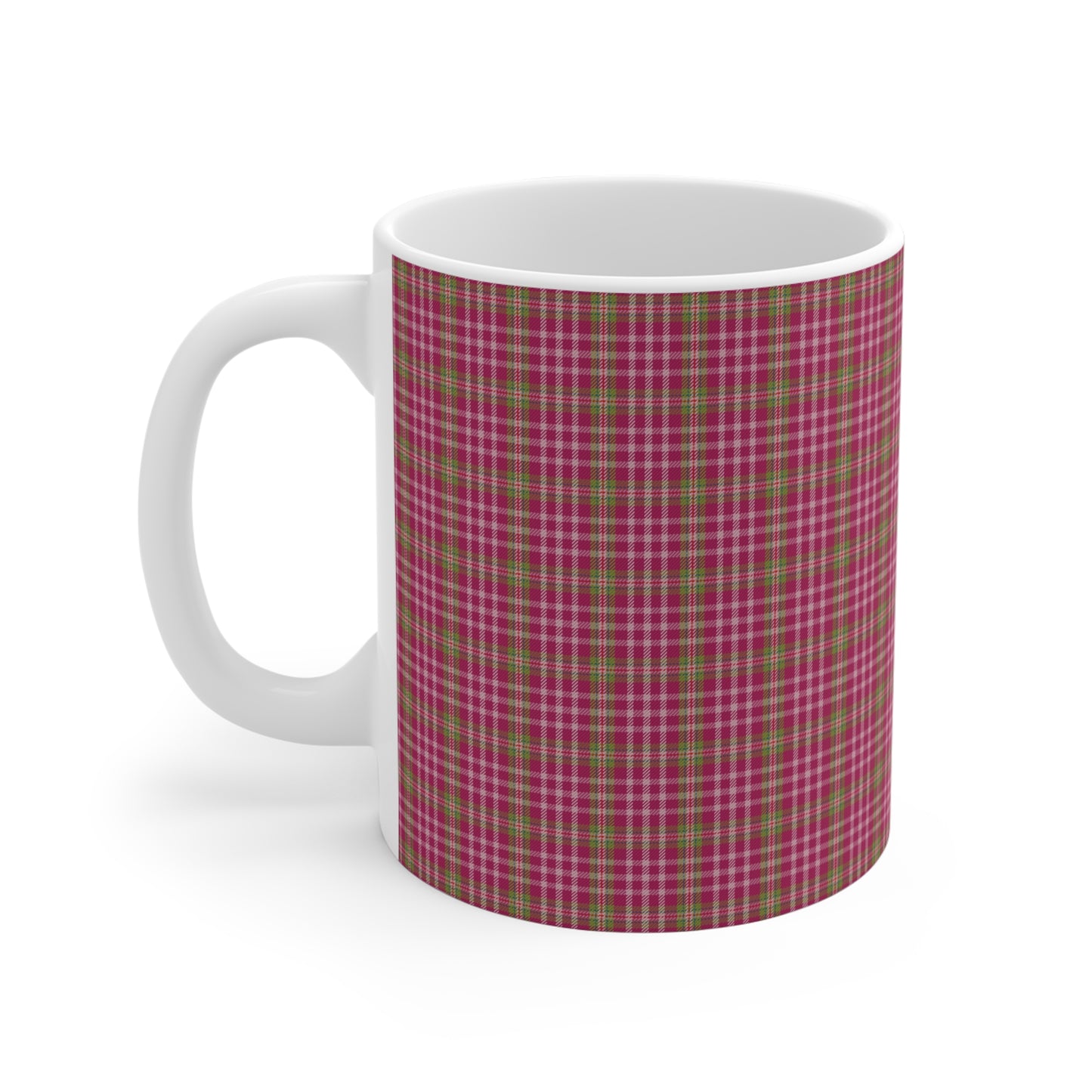 Cozy Pink Plaid Mug | 11oz Coffee Cup | Perfect for Autumn, Home Decor, Gift for Friends and Family, Warm Beverage Enjoyment - Celtic Scents