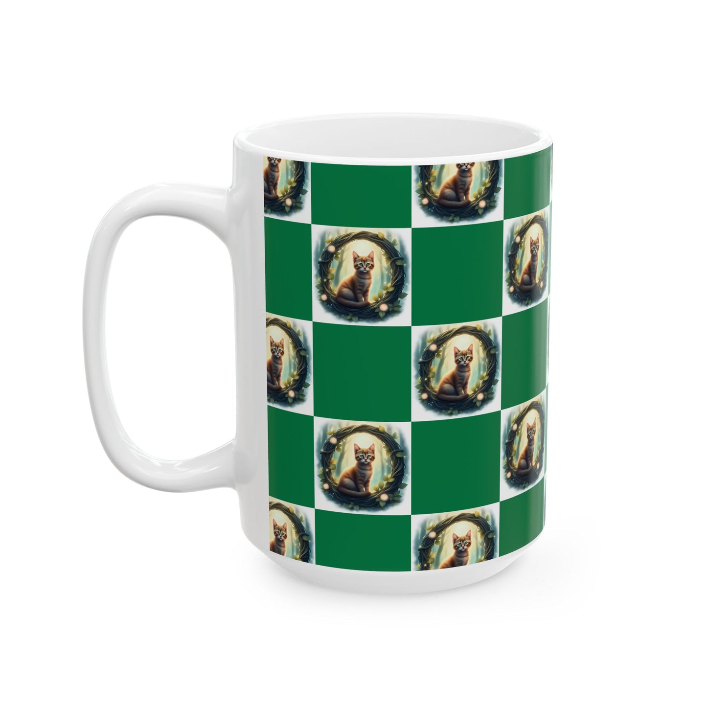 Festive Cat Ceramic Mug - Perfect for Animal Lovers, Christmas Gift, Holiday Coffee Mug, Cozy Home Decor, Cute Tea Cup - Celtic Scents