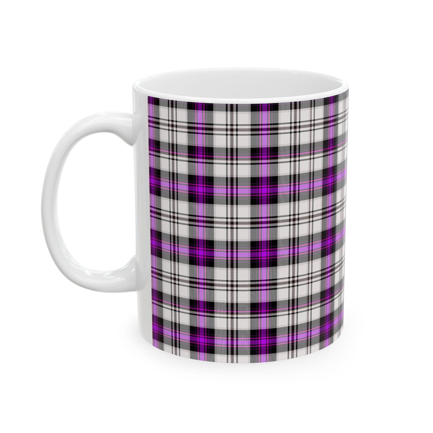 Purple Plaid Ceramic Mug, Cozy Drinkware, Gift for Her, Kitchen Decor, Fall Vibes, 11oz/15oz Options - Celtic Scents